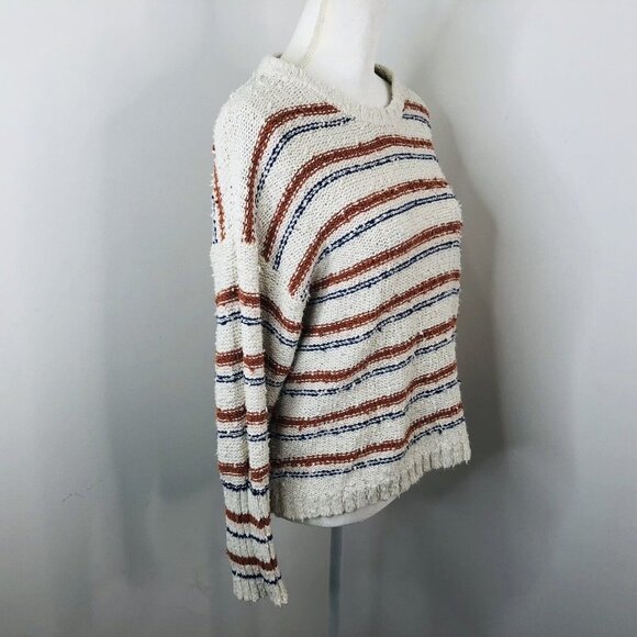 Billabong Womens Striped Nubby Crew Neck Sweater Size M Oversized Multi-colored - Picture 7 of 12